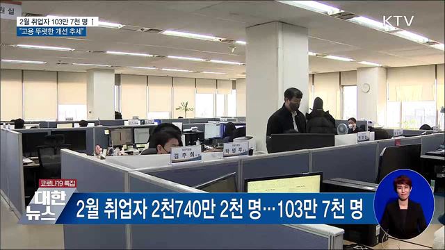 2월 취업자수 103만7천 명↑···"고용 뚜렷한 개선"