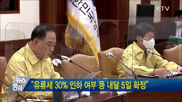 "유류세 30% 인하 여부 등 내달 5일 확정"