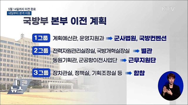 국방부, 5월 14일까지 이전 완료···내일부터 본격 이동