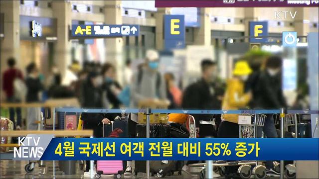 4월 국제선 여객 전월 대비 55% 증가