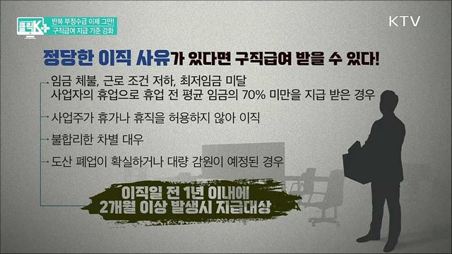 반복 부정수급 이제 그만! 구직급여 지급 기준 강화 [클릭K+]