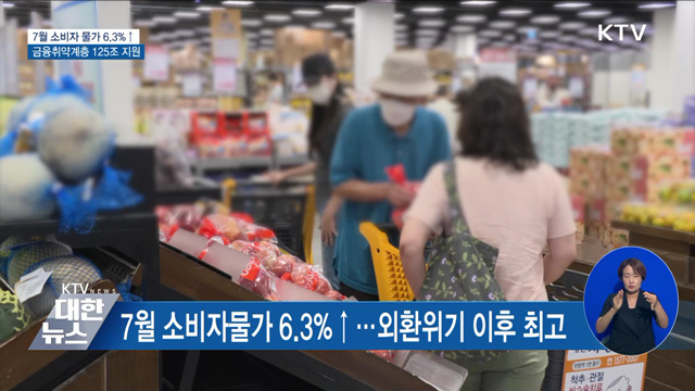 7월 소비자 물가 6.3%↑···정부, 금융취약계층 125조 지원