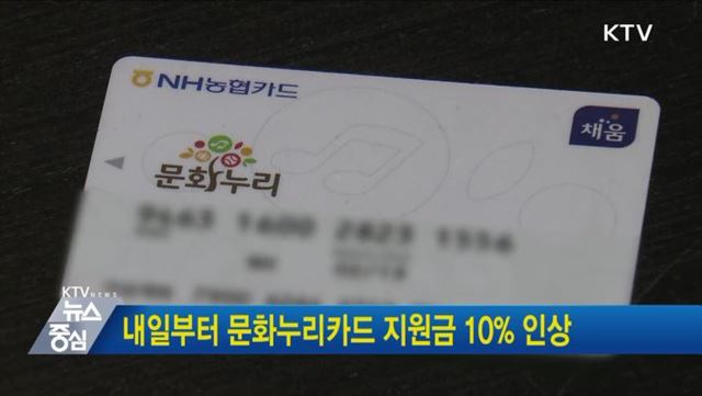 내일부터 문화누리카드 지원금 10% 인상