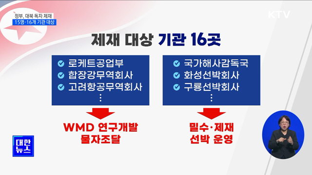 정부, 5년 만의 대북 독자제재···15명·16개 기관