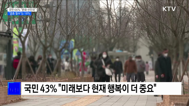 국민 66% "한국은 문화 선진국"···"결혼 필수"는 18%