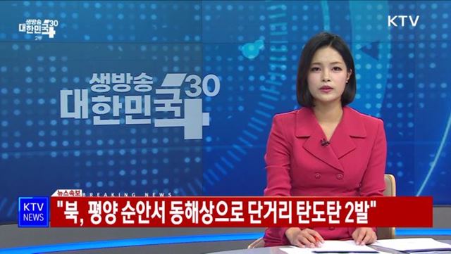 "북, 평양 순안서 동해상으로 단거리 탄도발 2발"