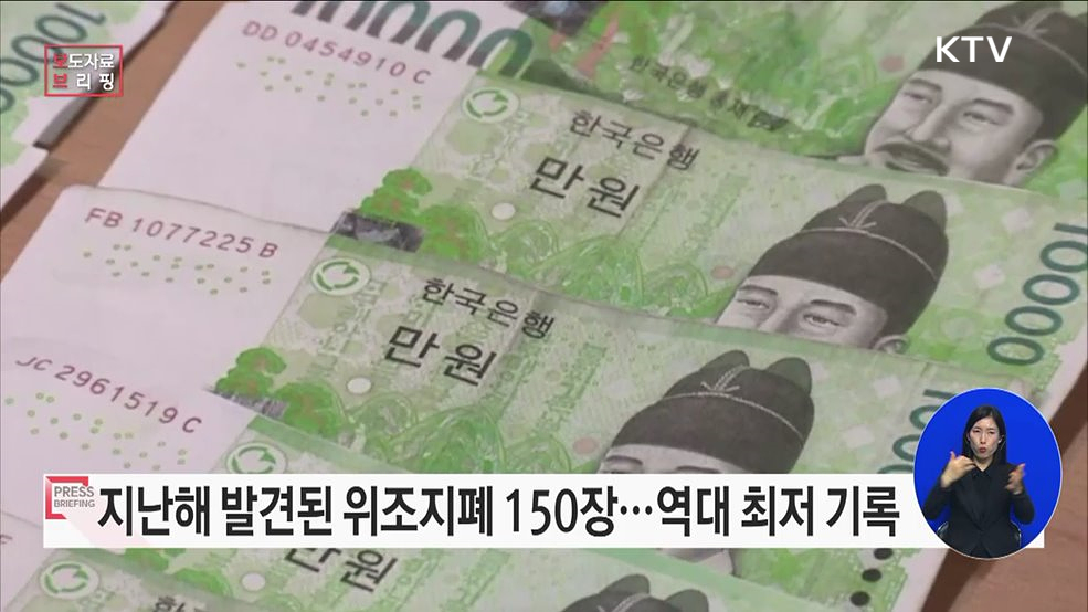 2022년 중 위조지폐 발견 현황