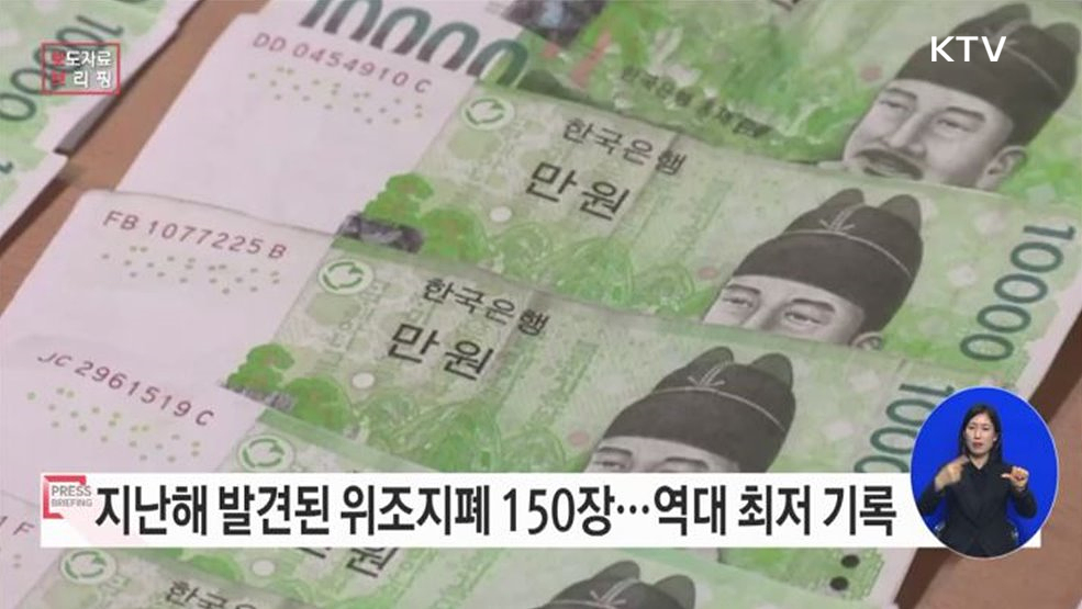 2022년 중 위조지폐 발견 현황