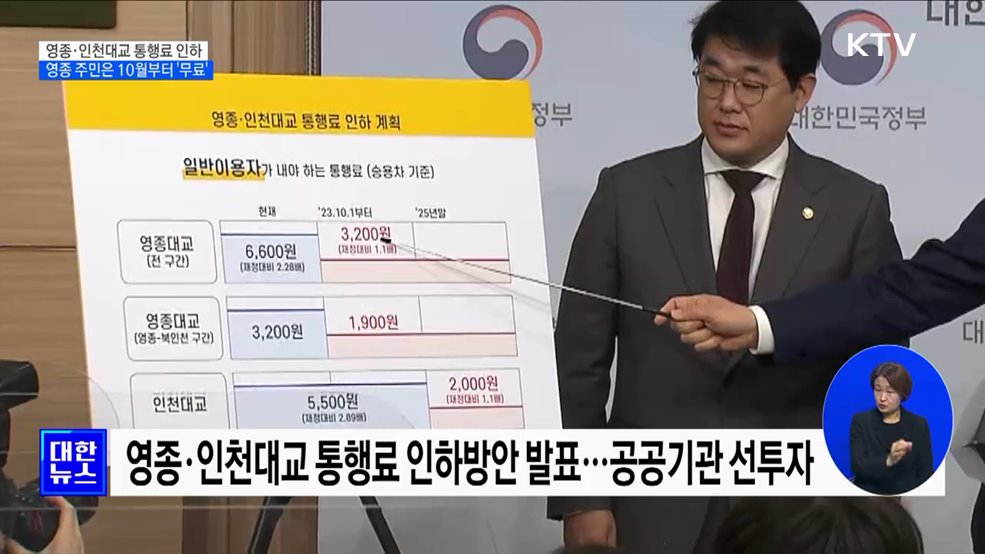 영종·인천대교 통행료 인하···영종 주민은 10월부터 '무료'