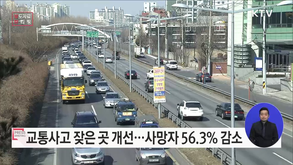 교통사고 잦은 곳 개선하니 사망자 56.3%, 교통사고 33.4% 줄어