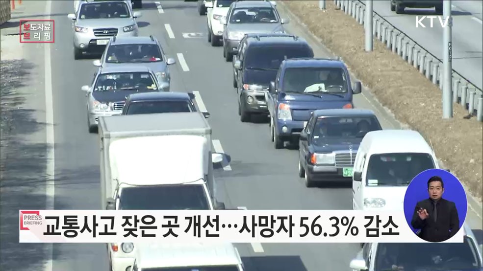 교통사고 잦은 곳 개선하니 사망자 56.3%, 교통사고 33.4% 줄어