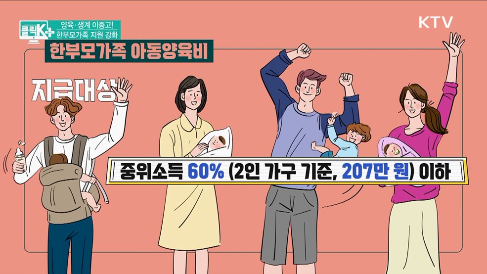 양육·생계 이중고! 한부모가족 지원 강화 [클릭K+]