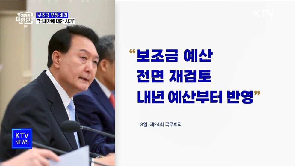 윤석열 대통령 "보조금 비리, 납세자에 대한 사기"