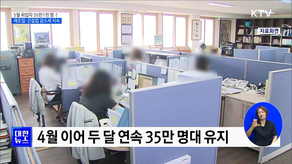 5월 취업자수 전년 동월 대비 35만1천 명↑