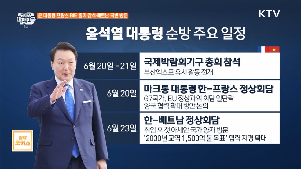 윤 대통령, 프랑스 BIE 총회 참석·베트남 국빈방문 주요 행보는?