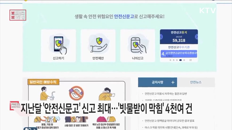 7월 한 달간 안전신문고 68만 건, 역대 최대 신고