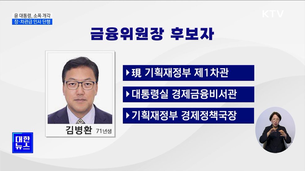 금융위원장 김병환·방통위원장 이진숙·환경장관 김완섭