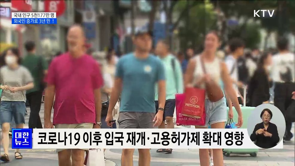 국내 총인구 5천177만 명···외국인 증가로 3년 만에 반등