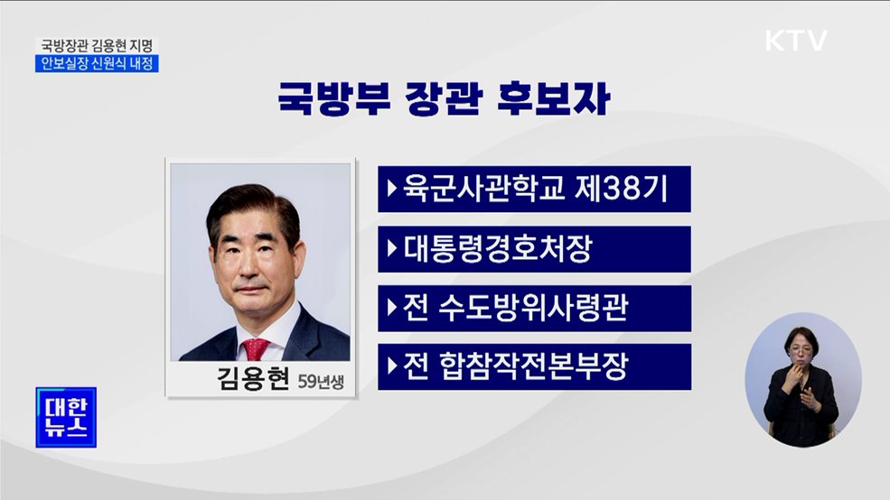 국방장관 김용현 지명···안보실장 신원식·안보특보 장호진