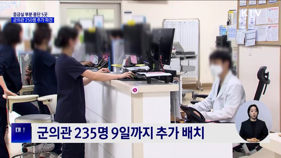 응급실 부분 중단 5곳···군의관 250명 추가 파견