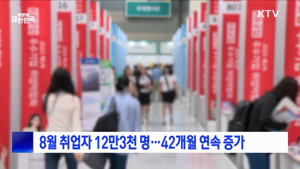 8월 취업자 12만3천 명···42개월 연속 증가