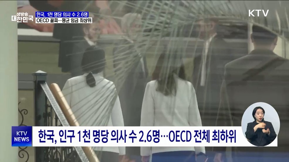 인구 1천 명당 의사 2.6명···OECD 회원국 최하위