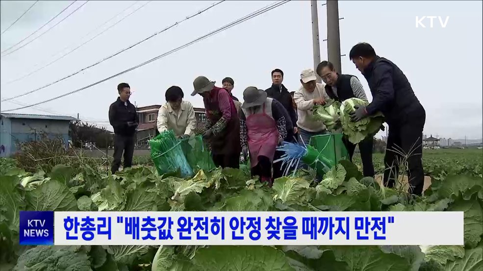 한 총리 "배춧값 완전히 안정 찾을 때까지 만전"