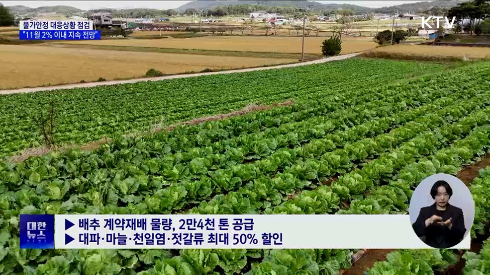 "물가 2% 이내 지속 전망···배추 물량 10% 늘려 공급"